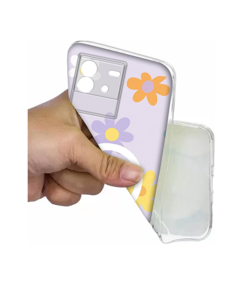 Casotec Case Cover for iQOO Neo 6 5G Spring Daisy Garden MagSafe Ring Design (Not MagSafe Compatible) | UV Printed Soft TPU Shockproof Back Case for iQOO Neo 6 5G - Image 4