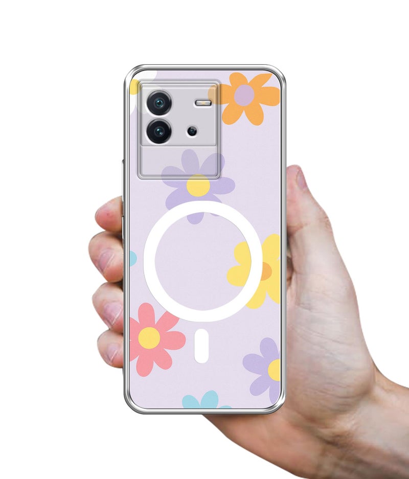 Casotec Case Cover for iQOO Neo 6 5G Spring Daisy Garden MagSafe Ring Design (Not MagSafe Compatible) | UV Printed Soft TPU Shockproof Back Case for iQOO Neo 6 5G - Image 3