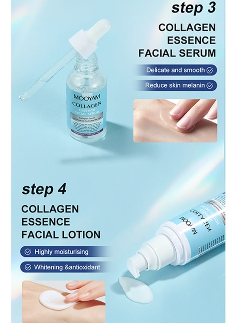 MOOYAM Collagen Skin Care 5-Item Special Set,Collagen Perfection Skin Care Set,Edition Super Deep Moisturizing Effect Facial Emulsion Toner,Elasticity Booster Youth Recovery - Image 4