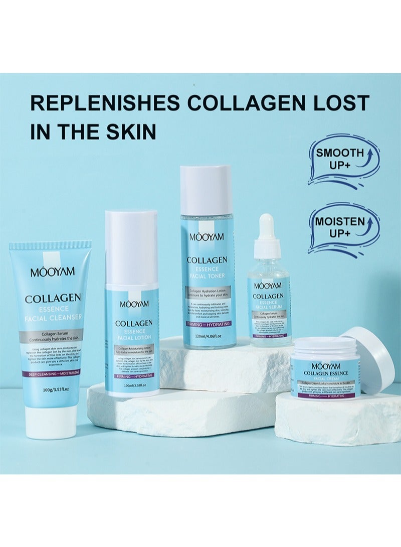 MOOYAM Collagen Skin Care 5-Item Special Set,Collagen Perfection Skin Care Set,Edition Super Deep Moisturizing Effect Facial Emulsion Toner,Elasticity Booster Youth Recovery - Image 2
