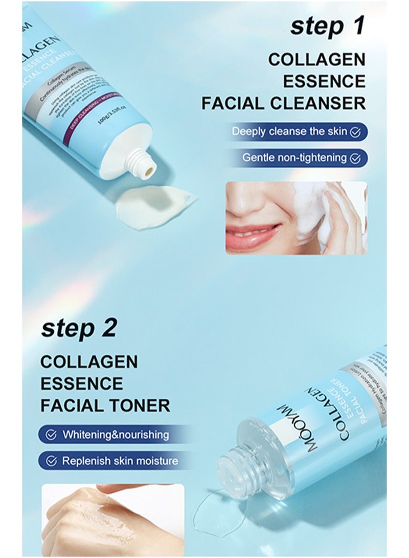 MOOYAM Collagen Skin Care 5-Item Special Set,Collagen Perfection Skin Care Set,Edition Super Deep Moisturizing Effect Facial Emulsion Toner,Elasticity Booster Youth Recovery - Image 3