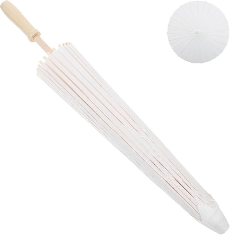 Handmade Blank Paper Parasol Umbrella 60cm For DIY Painting Photography - Image 1