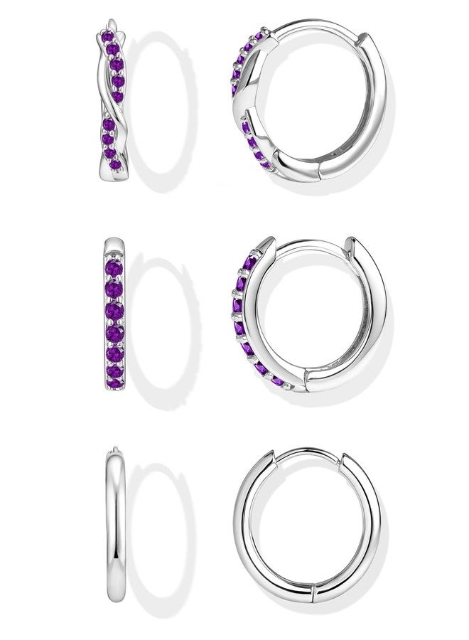 Inerney Gold Huggie Hoop Earrings Set for Women, Dainty Small Sterling Silver Earrings for Multiple Piercing Lightweight Hypoallergenic Jewelry, Trendy Twisted Cubic Zircon Cartilage Earrings for - Image 1