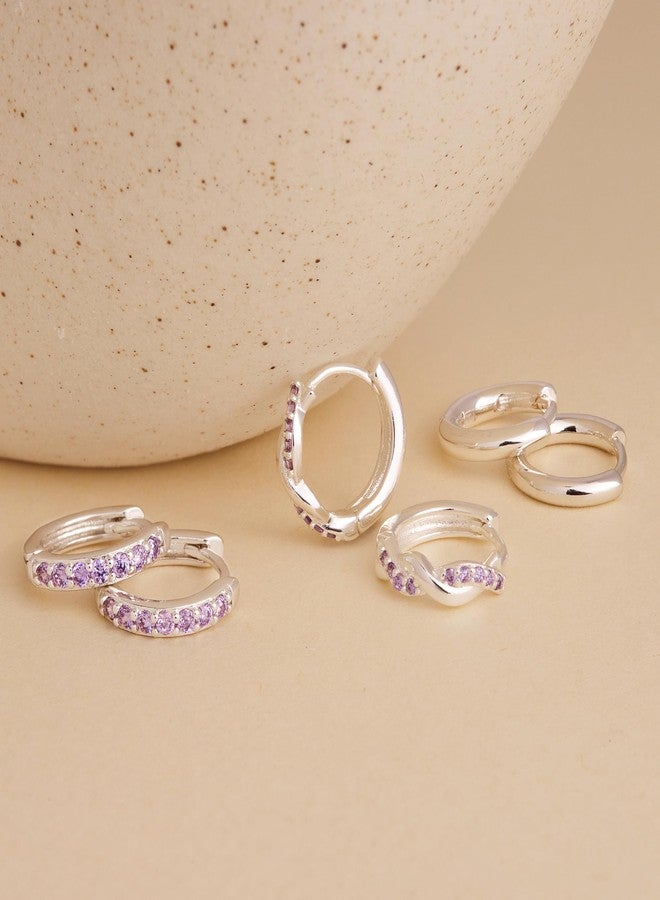 Inerney Gold Huggie Hoop Earrings Set for Women, Dainty Small Sterling Silver Earrings for Multiple Piercing Lightweight Hypoallergenic Jewelry, Trendy Twisted Cubic Zircon Cartilage Earrings for - Image 5