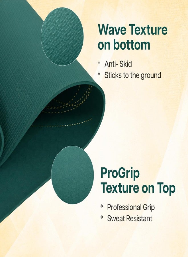 الحكمة والحياة بساط يوغا WiseLife True Body Alignment + حزام يوغا أنيق للرجال والنساء | سطح مانع للانزلاق، عريض وسميك للغاية | بساط تمارين Pro Balance ECO TPE للمنزل، والبيلاتس، والنادي الرياضي، واللياقة البدنية (6 مم، أخضر فاتح) - Image 2