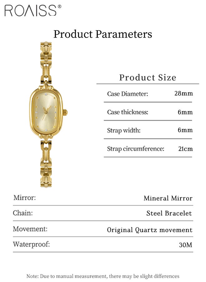 roaiss Women's Retro Oval Small Gold Watch, Analog Display Round Sunray Brushed Dial, Light Luxury Fashion Waterproof Bracelet Quartz Wristwatch, as Gift for Ladies - Image 4