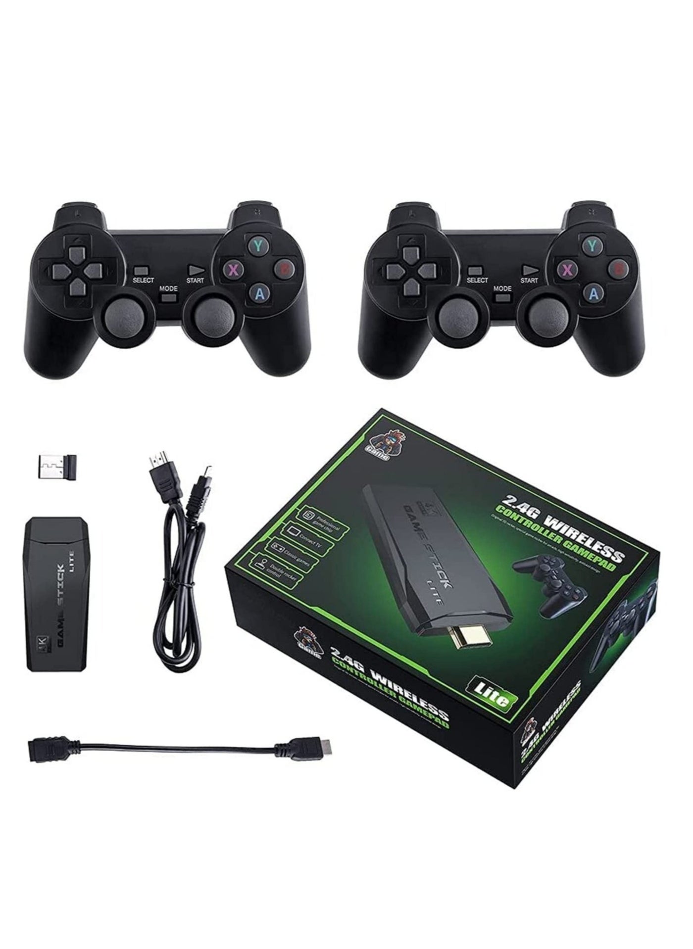Classic M8 Game Stick 4K Game Console with Two 2.4G Wireless Gamepads Dual Players HDMI Output Built in 3500 Classic Games Compatible with Android TV/PC/Laptop