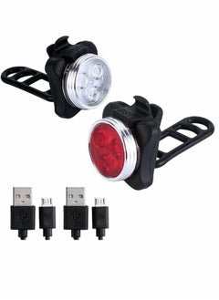 Bike Lights, Rechargeable Lights Set, Waterproof Bicycle Super Bright Light Front and Back (Red, White)