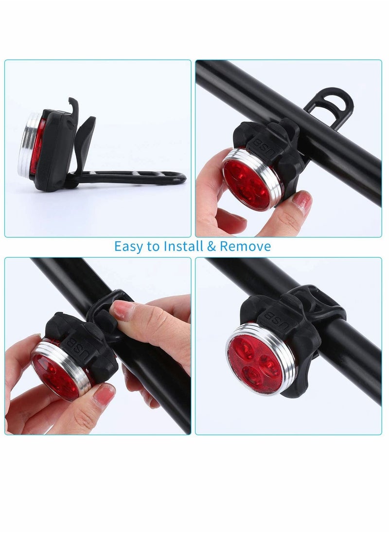 Y&D - Bike Lights, Rechargeable Lights Set, Waterproof Bicycle Super Bright Light Front and Back (Red, White) - Image 1
