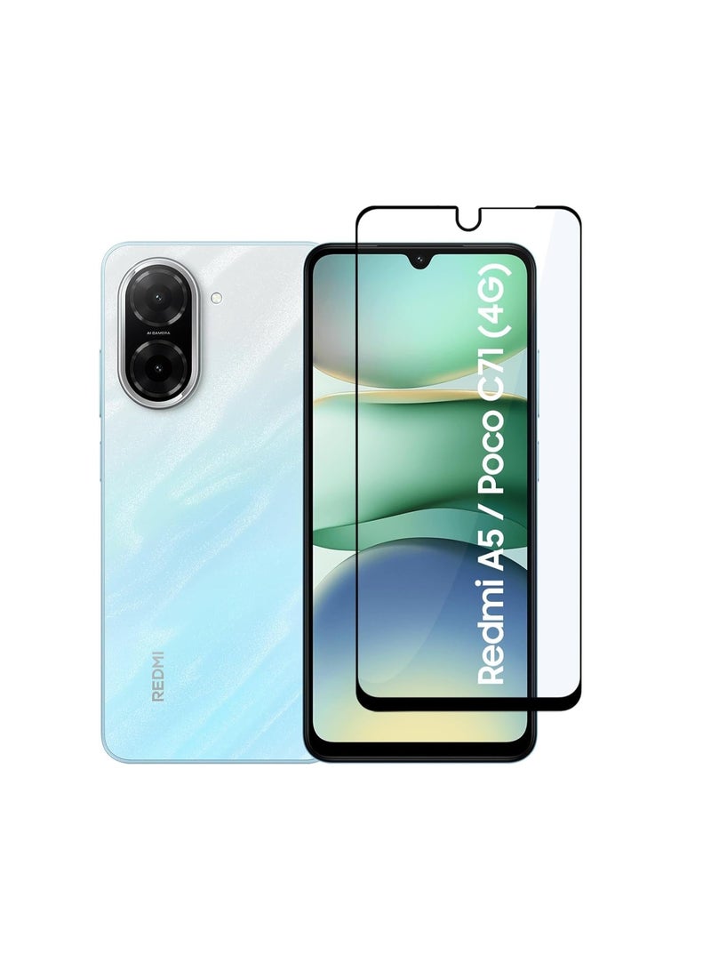 Muzz Screen Protector Designed for Redmi A5/Poco C71 4G Full Glue Bubble Free Anti-Scratch Anti-Fingerprint 9H Hardness 3D Curved Edge Tempered Glass Screen Protector for Redmi A5/Poco C71 4G - Image 1