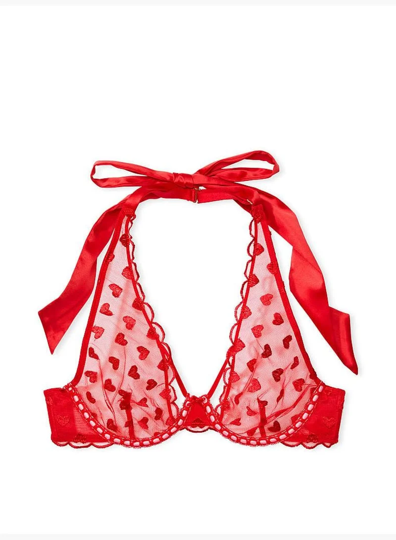 Victoria's Secret Unlined Heart Embroidery Halter Bra