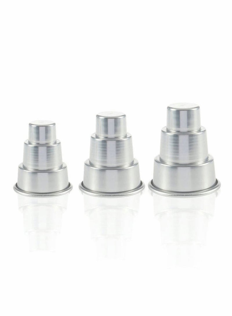 Mini Three Layer Cake Mold, Aluminum Non-Stick Round Dessert Pan, Chocolate Jelly Pudding Cup, Muffin Decorating Tool  - Image 1