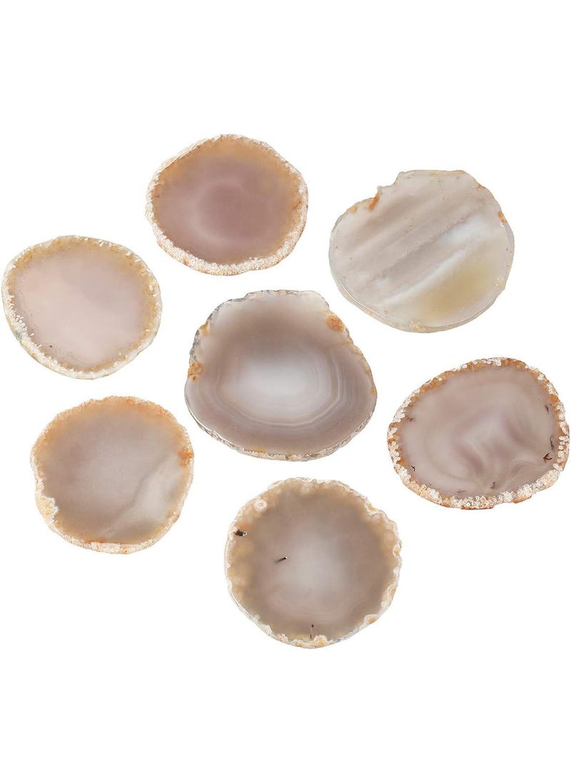 SUNYIK SUNYIK Natural Color Light Table Agate Slice Set, Polished Stone Geode Drusy Healing Crystal Slab Cards, Pack of 5, 1.5"-3" in Length 