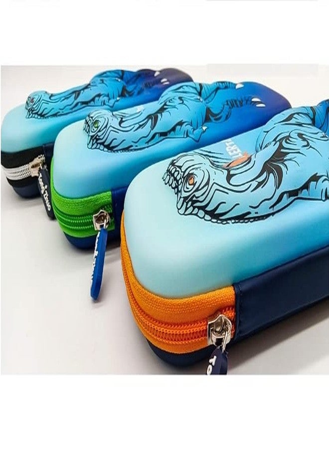 TEMSON Dinosaur Pouch for Boys, Girls – Multipurpose 3D Eva Pencil Case, Stationary Pen and Pouch for Students School Supplies, Stationary Organizer, Birthday Return Gift for Kids(Dinosaur - Blue)(7040) - Image 2