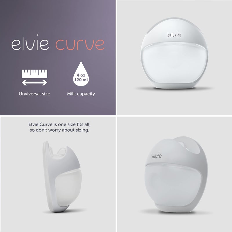 Elvie Curve Manual Wearable Breast Pump | Hands-Free, Kick-Proof, Portable Silicone Pump That Can Be Worn in-Bra for Gentle, Natural Milk Expression | Breast Feeding Essentials - Image 4