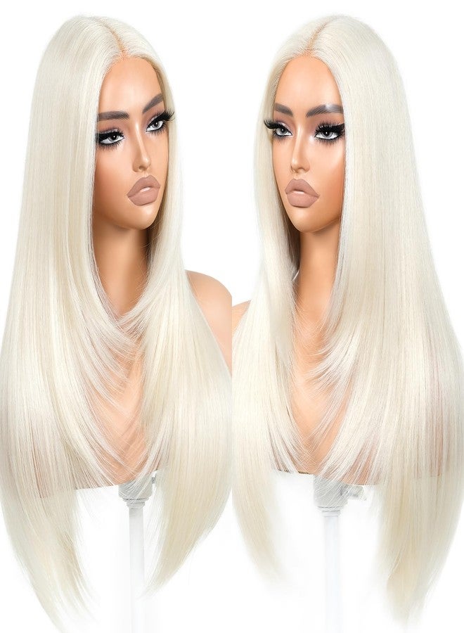 BrownBomb Blonde Wear and Go Glueless Wigs Pre Plucked Pre Cut for Beginners 613 Synthetic Lace Front Wigs With Bangs Long Straight layered Wigs HD Lace 26 Inch 3 Seconds to Wear for Beginners - Image 1