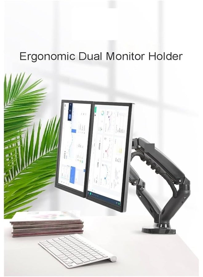 حامل مكتبي لشاشتين – ذراع بمكبس غاز للشاشات من 17 إلى 27 بوصة، 2–9 كجم لكل ذراع، مع منفذي USB 3.0 - Image 3