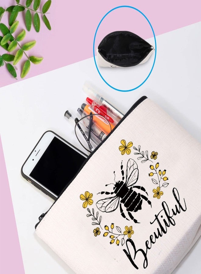 GJTIM Bee Gift Bee Lover Gift for Women Beeutiful Cosmetic Bags Makeup Bags (Beeutiful bag) - Image 4