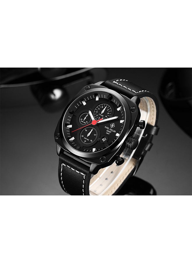 KARL KELLER - Men's Chronograph Square Shape Leather Wrist Watch KKFJ9604 - 44 Mm - Image 1