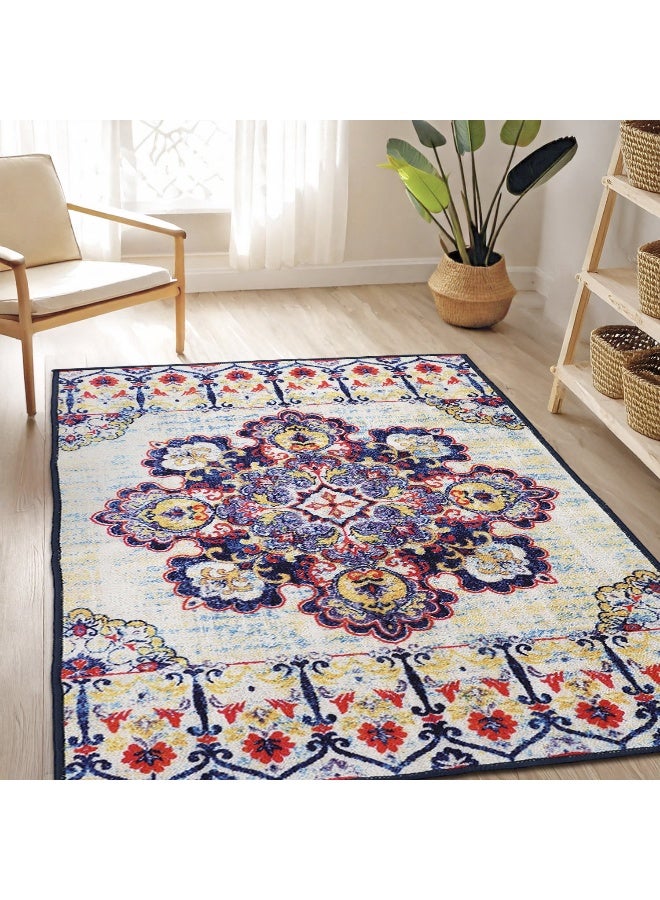 Status سجادة عدسية مطبوعة ثلاثية الأبعاد عتيقة من الفارسية لمنطقة النوم/المعيشة/المنزل مع قاعدة مضادة للانزلاق - Image 1