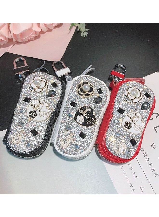 ZCM-HAPPY Car Key Chain Case Premium Leather Coin Holder Zipper  Remote Wallet Bag - Image 4