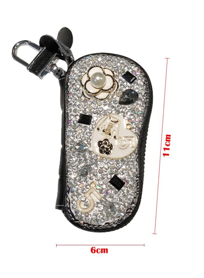 ZCM-HAPPY Car Key Chain Case Premium Leather Coin Holder Zipper  Remote Wallet Bag - Image 2