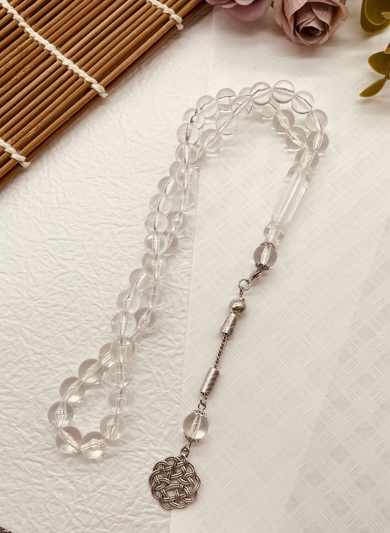 10mm 45-bead moon glass transparent acrylic prayer beads, handcrafted by Muslims - Image 3