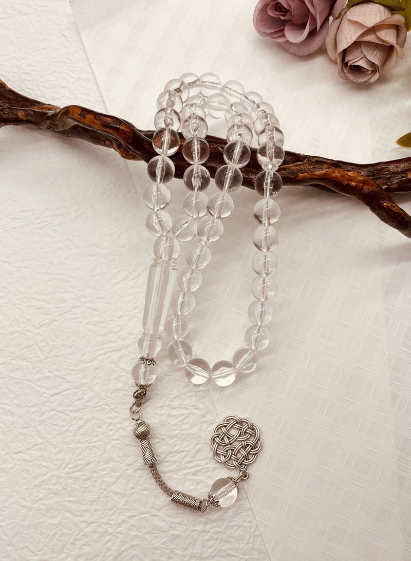 10mm 45-bead moon glass transparent acrylic prayer beads, handcrafted by Muslims - Image 2