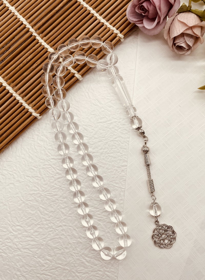 10mm 45-bead moon glass transparent acrylic prayer beads, handcrafted by Muslims - Image 1