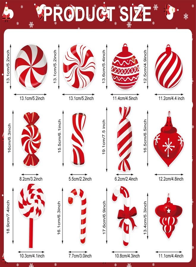 PADELO 24 Pcs Christmas Candy Cane Hanging Swirl Decorations - Red and White Lollipop Peppermint Ceiling Hanging Swirls Streamers Ornaments for Candy Land Home Winter Holiday Xmas Christmas Party Decor - Image 3