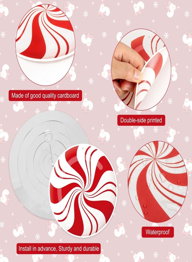 PADELO 24 Pcs Christmas Candy Cane Hanging Swirl Decorations - Red and White Lollipop Peppermint Ceiling Hanging Swirls Streamers Ornaments for Candy Land Home Winter Holiday Xmas Christmas Party Decor - Image 4