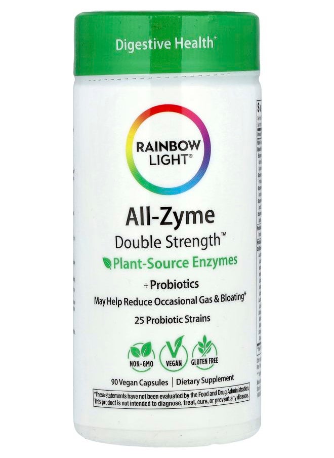 Rainbow Light All-Zyme Double Strength™ Plant Source Enzymes +Probiotics 90 Vegan Capsules 