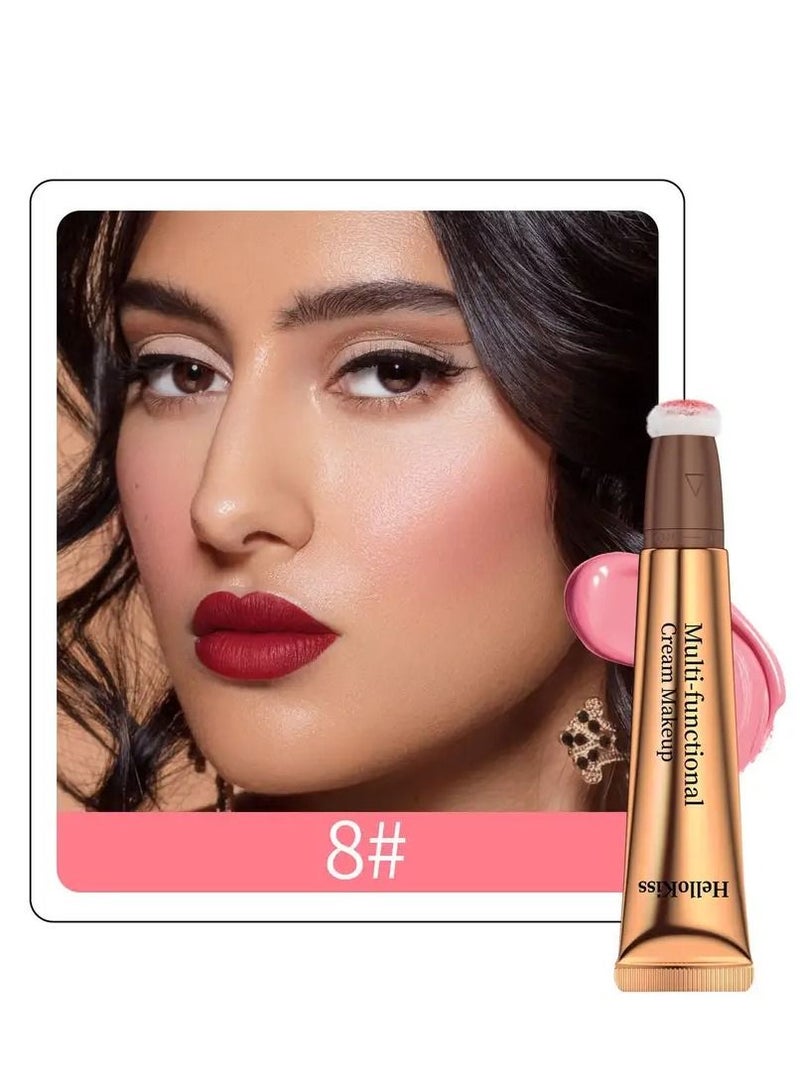 HelloKiss Makeup Pen Soft Cream Blush Makeup Liquid Blush for Cheeks Weightless Long Wearing Smudge Proof Natural Looking Dewy Finish Skin Tint Blush Makeup Stick (#08) - Image 1