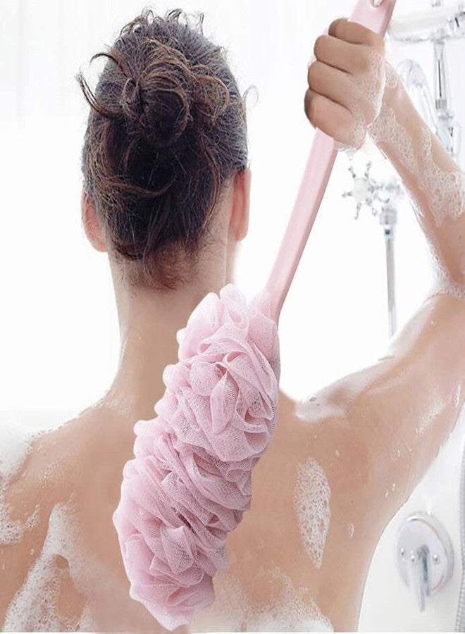 Dezzy back scrubber for bathing loofah for bathing for women Long Handle back cleaning brush Bathing Brush Soft Nylon loofah for men and Women loofa (Multi Color) (Pack of 2) - Image 1