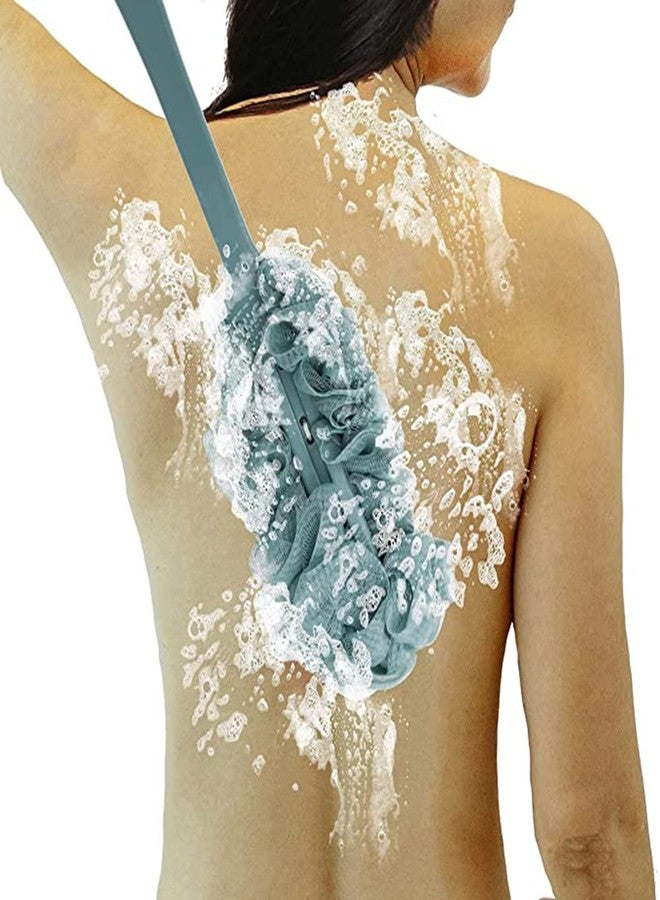 Dezzy back scrubber for bathing loofah for bathing for women Long Handle back cleaning brush Bathing Brush Soft Nylon loofah for men and Women loofa (Multi Color) (Pack of 2) - Image 2