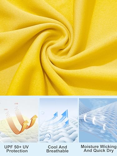 MAGCOMSEN Long Sleeve Running Shirts for Women SPF Swim Shirts for Women UV Shirts Quick Dry Shirts for Women Rash Guard Shirts for Women UPF 50+ Yellow - Image 5