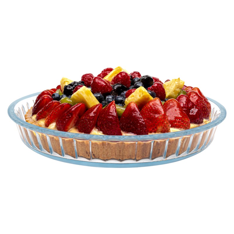 Simax Glass Fluted Cake Dish: Shallow - Heat, Cold and Shock Proof - Made in Europe - 11-Inch - Image 1