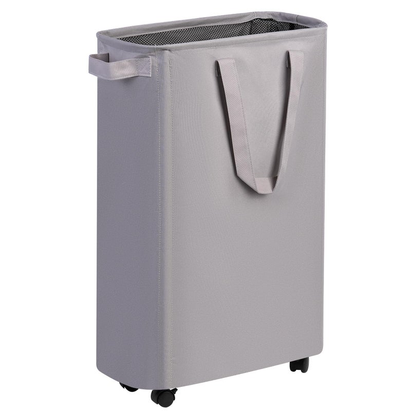 efluky Slim Laundry Hamper with Wheels, Rolling Laundry Basket for Clothes, Small Laundry Basket for Bedroom, Dorm and Laundry Room, 60L (12.7 Gallons) Grey - Image 1