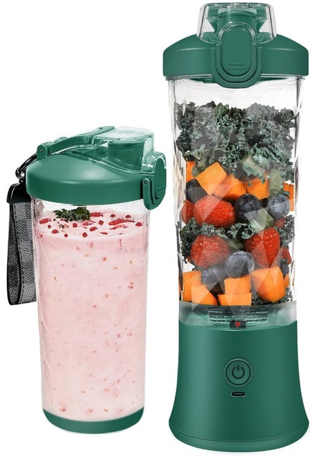 Portable Blender 20 Oz,Personal Blender for Shakes and Smoothies with 6 Blades,600ML Mini Small Smoothie Blender Bottles for Kitchen,Home,Travel(Green)