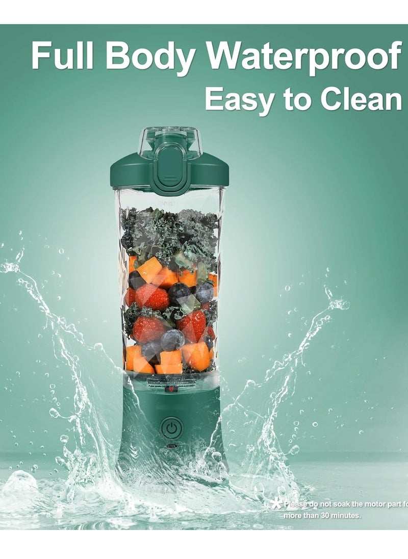 Portable Blender 20 Oz,Personal Blender for Shakes and Smoothies with 6 Blades,600ML Mini Small Smoothie Blender Bottles for Kitchen,Home,Travel(Green)