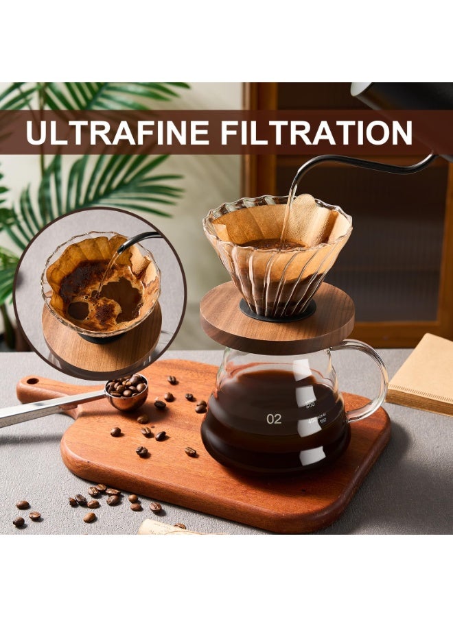 صب فوق مجموعة صانعة القهوة 600ML ، سيرفر القهوة الزجاجية البوروسيليكات مع فلتر ورق 50 جهاز كمبيوتر شخصي V60 ، صب فوق قافلة قطرة القهوة للمنزل مقهى مطعم التخييم - Image 3