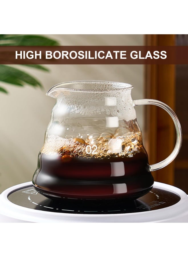 صب فوق مجموعة صانعة القهوة 600ML ، سيرفر القهوة الزجاجية البوروسيليكات مع فلتر ورق 50 جهاز كمبيوتر شخصي V60 ، صب فوق قافلة قطرة القهوة للمنزل مقهى مطعم التخييم - Image 2