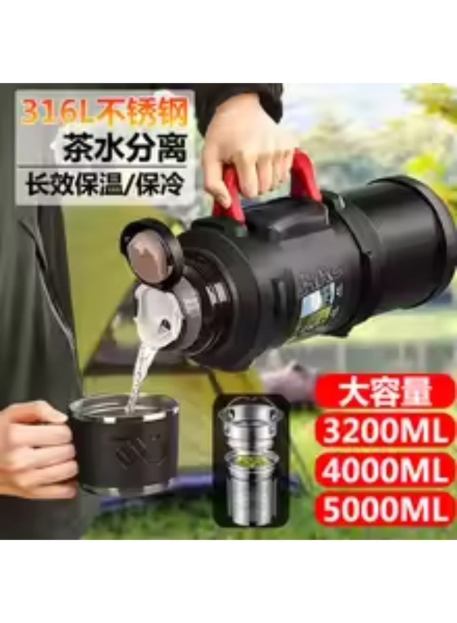 Denx 3200ml Stainless Steel Vacuum Insulated Flask – 316L Steel, Heavy-Duty Travel Thermos with Handle – Hot & Cold Bottle for Outdoor, Camping & Office (Business Black) - Image 2