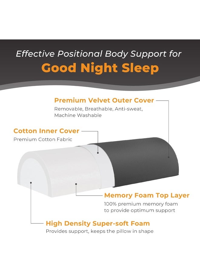 DUNISO Half-Moon Memory Foam Pillow, Multifunctional Leg Knee Pillow, Orthopedic Pillow, Crescent Pillow, Leg Pad, Soft And Firm, Relieves Pressure On The Cervical Spine, Back, Hips And Ankles, Suitable For Supine Or Side Sleepers,Black - Image 3
