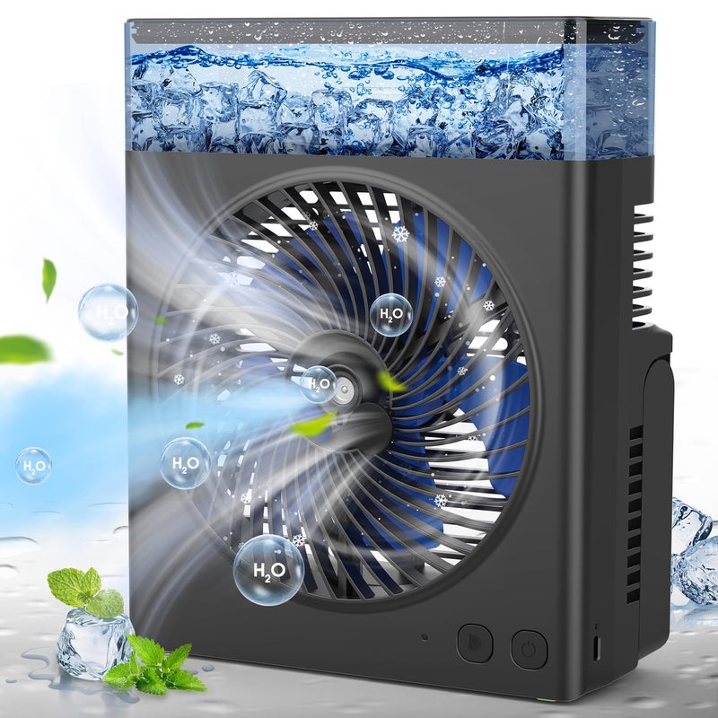 Misting Fan Portable 16000mAh 8Inch Rechargeable Battery Operated Fan with 600mL Water Tank Cooling Desk Misting Fans for Outside Perfect Quite Mist Water Spray Fans for Home Office Camping Patio
