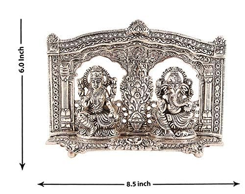 Lavanaya Silver Ganesh Laxmi Idol Statue Murti 26 Cm X 5 Cm X 19 Cm Silver Plated Diwali Gift Laxmi Ganesh Idol for Gift - Image 4