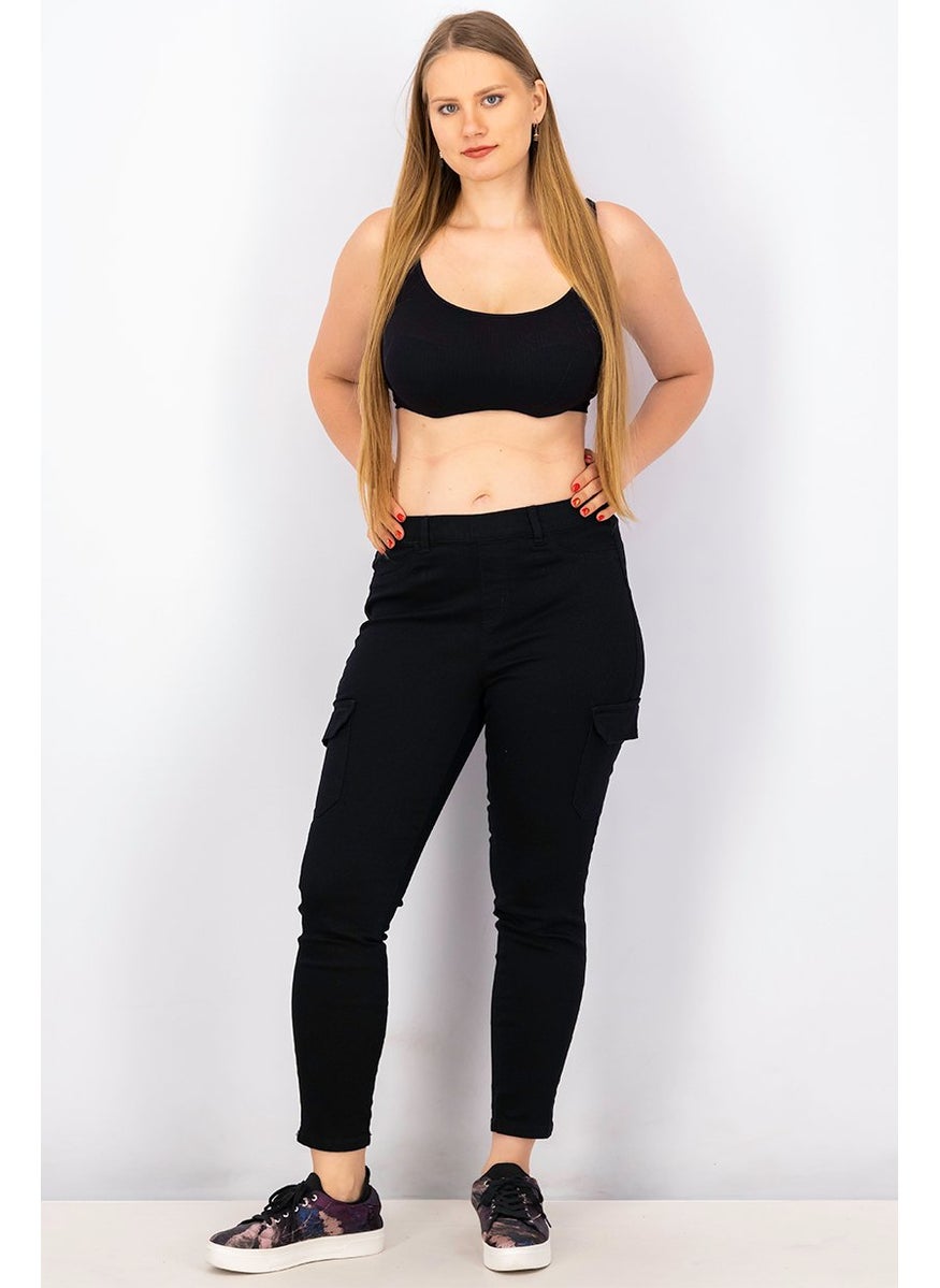 Tchibo Women Ankle Length Cargo Pants, Black  - Image 4