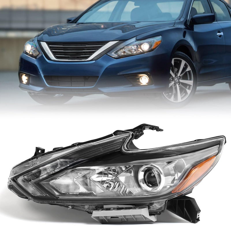 Huray LED Headlight Assembly Fit for Nissan Altima 2016 2017 2018 LH OE Factory Projector Headlamp wLED DRL Smoked Lens Replacement Left Driver Side