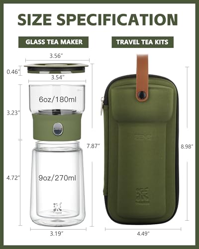 ZENS Modern Glass Infuser Teapot, Smart One Touch Tea Maker for Loose Tea Diffusers with Insulated Mug and Portable Case, Enchanted Teapot Alternatives for Tea Lover Gifts - Image 3