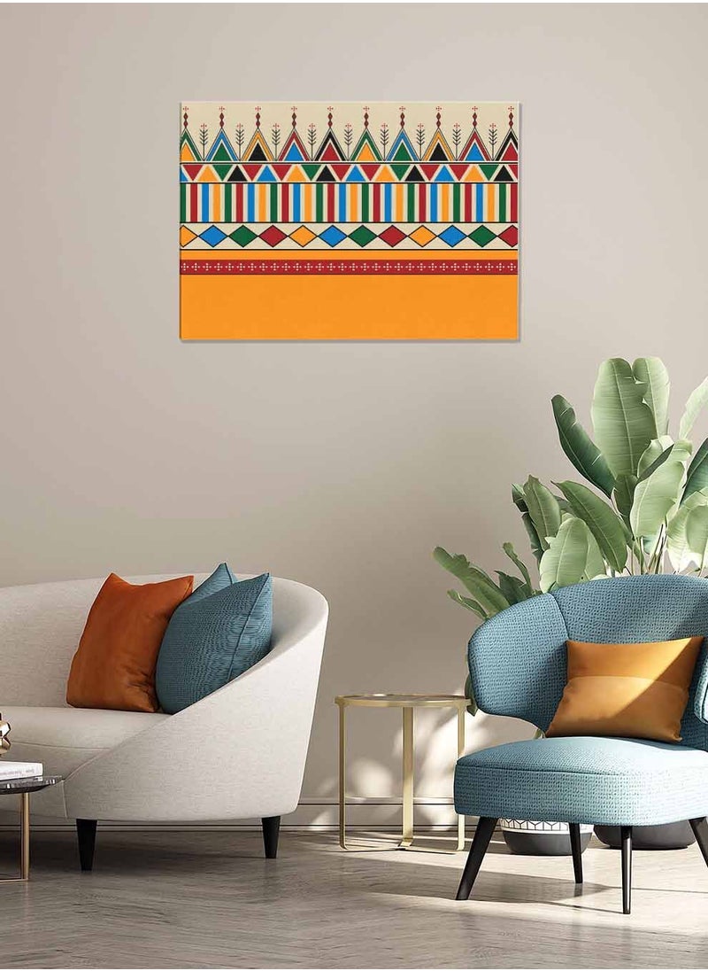 LOWHA Framed Canvas Wall Art Stretched Over Wooden Frame, Inspired By Al Qatt Al Asiri Landscape Orientatio Painting, For Home, Living Room, Office Decor  - Image 1